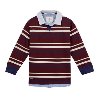 J by Jasper Conran Boys' burgundy stripe mock shirt and jumper top